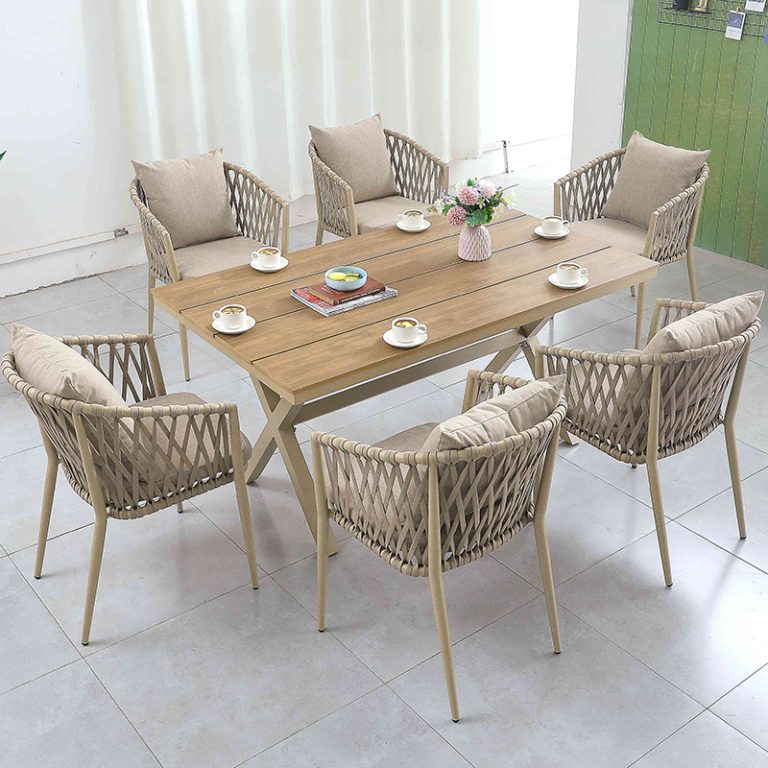 Plastic wood outdoor table and chair