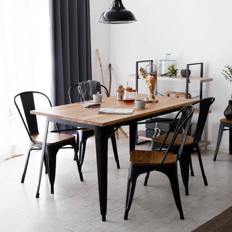 American country iron table and chairs black